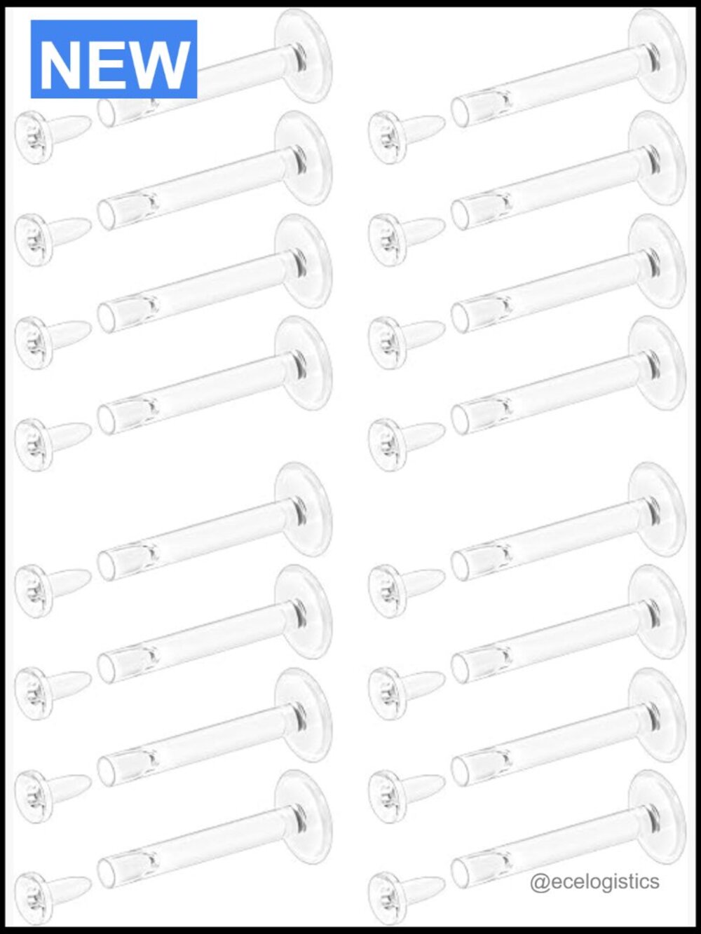 Clear Piercing Retainers 18G-16G Flat Back Nose Studs Lip Rings Labret